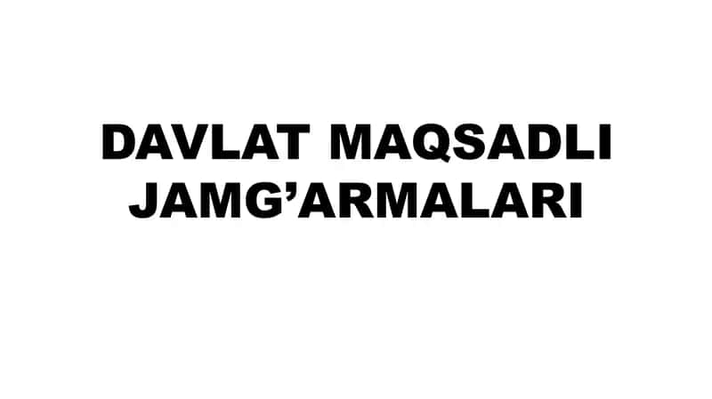 DAVLAT MAQSADLI JAMG’ARMALARI 1
