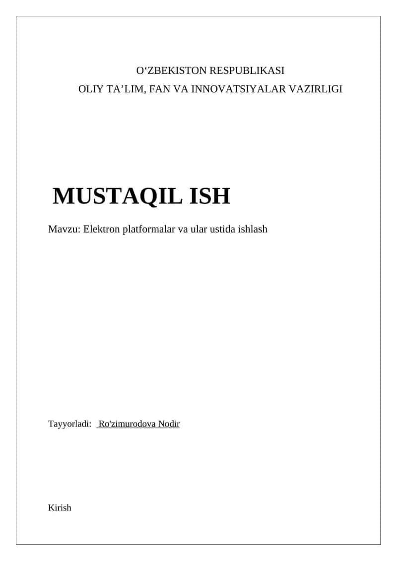 Elektron platformalar va ular ustida ishlash 1