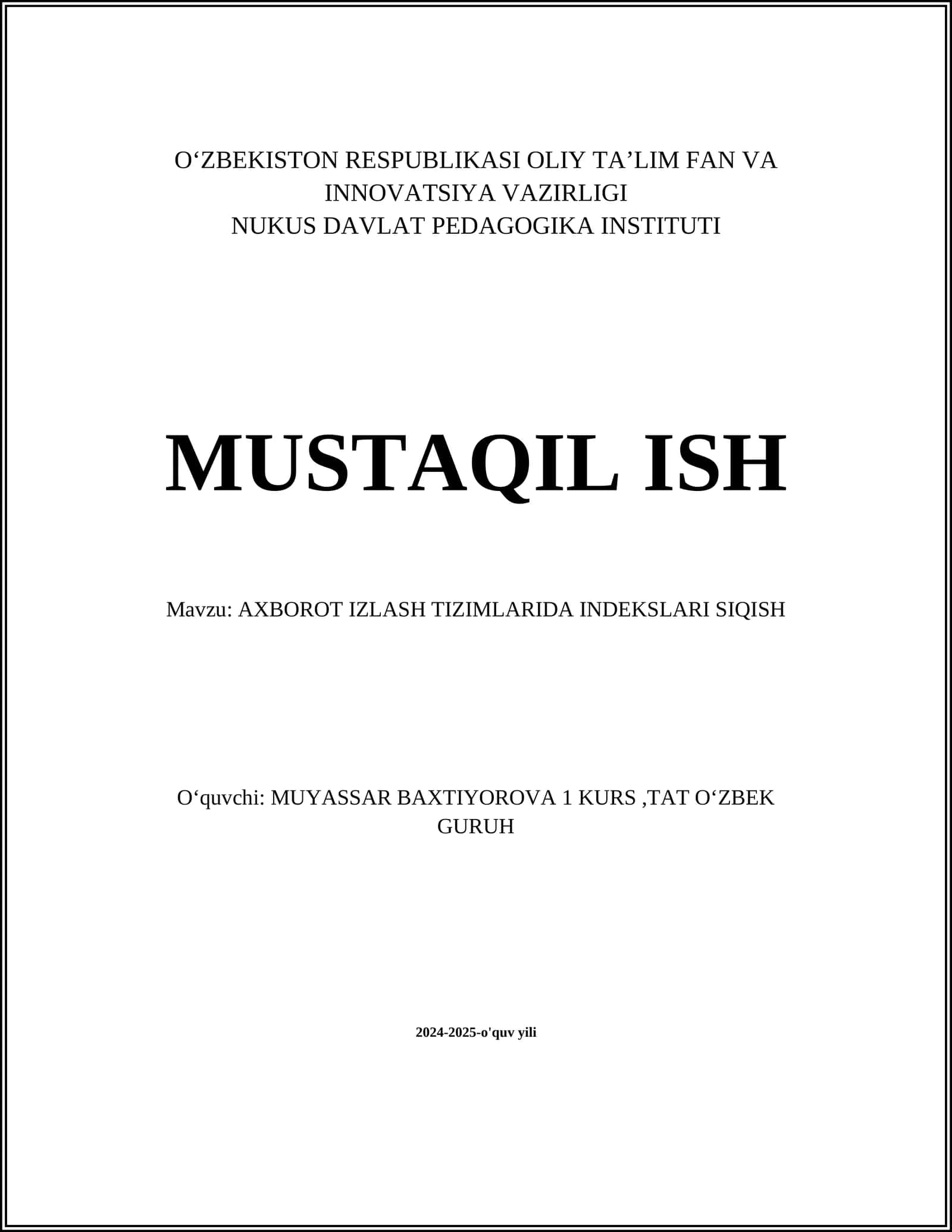 AXBOROT IZLASH TIZIMLARIDA INDEKSLARI SIQISH 1