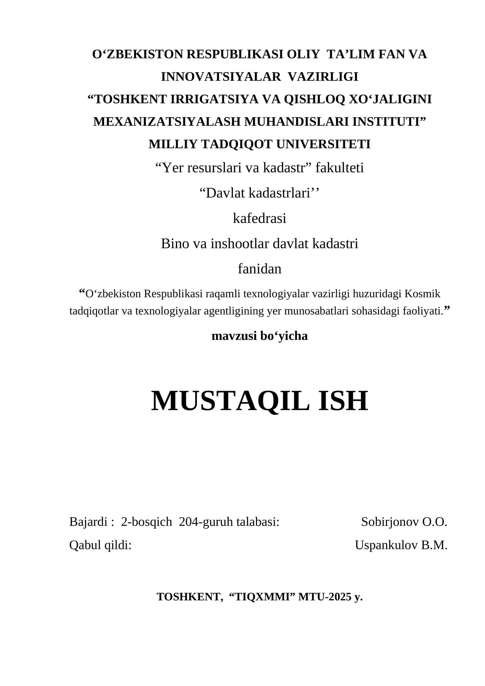Davlat Kadastralari 1