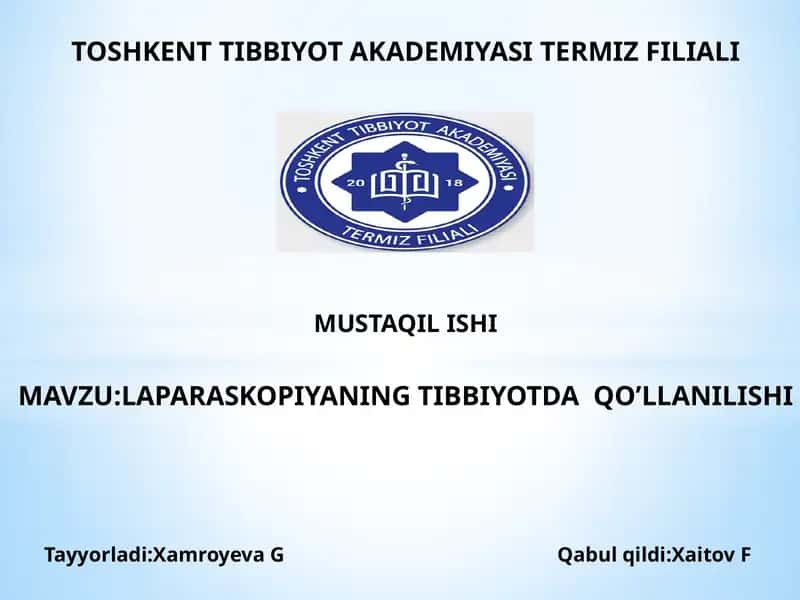 Laparoskopiyaning Tibbiyotda Qo’llanilishi 1