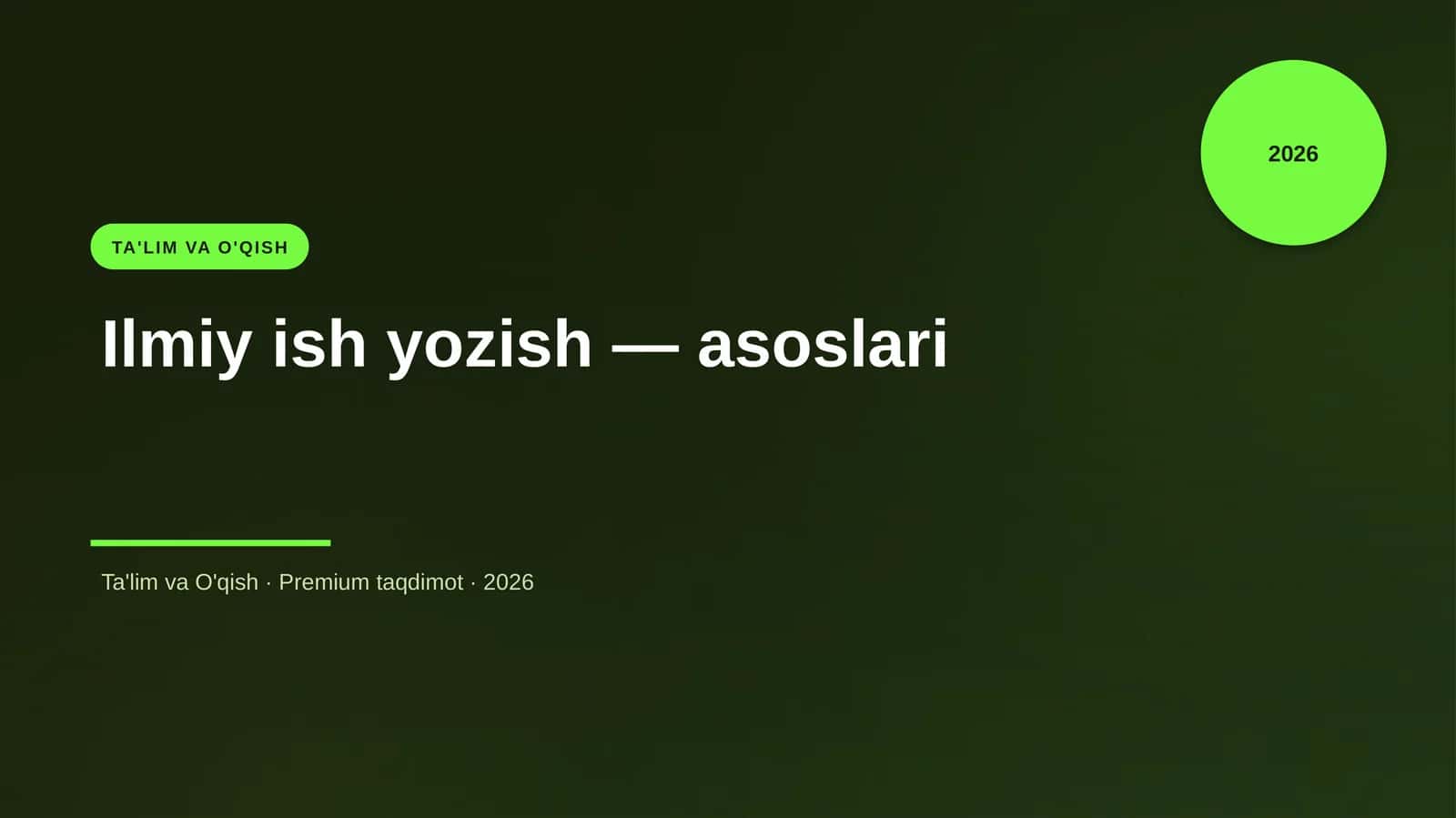 Ilmiy ish yozish — asoslari 1