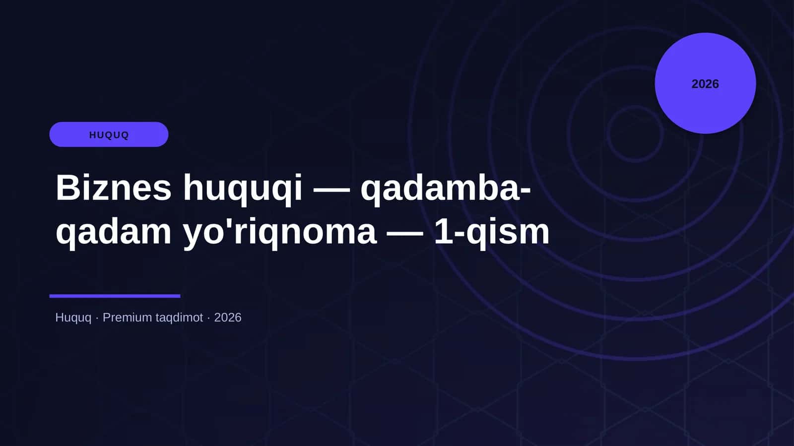 Biznes huquqi — qadamba-qadam yo'riqnoma — 1-qism 1