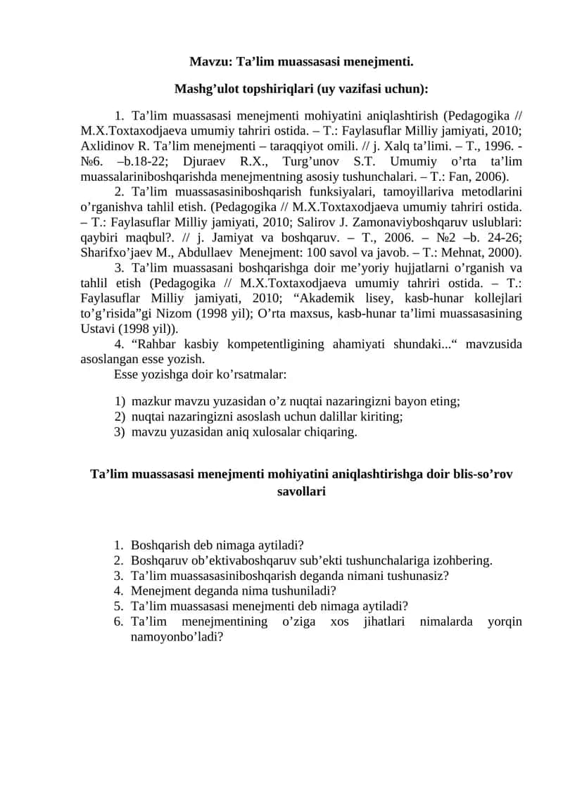 Tа’lim muаssаsаsi mеnеjmеnti 1