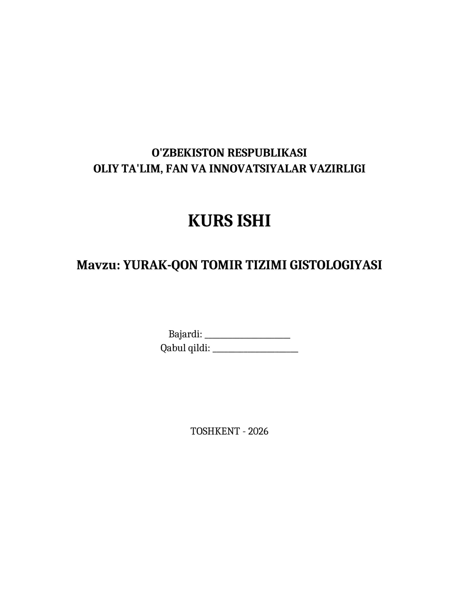 YURAK-QON TOMIR TIZIMI GISTOLOGIYASI 1