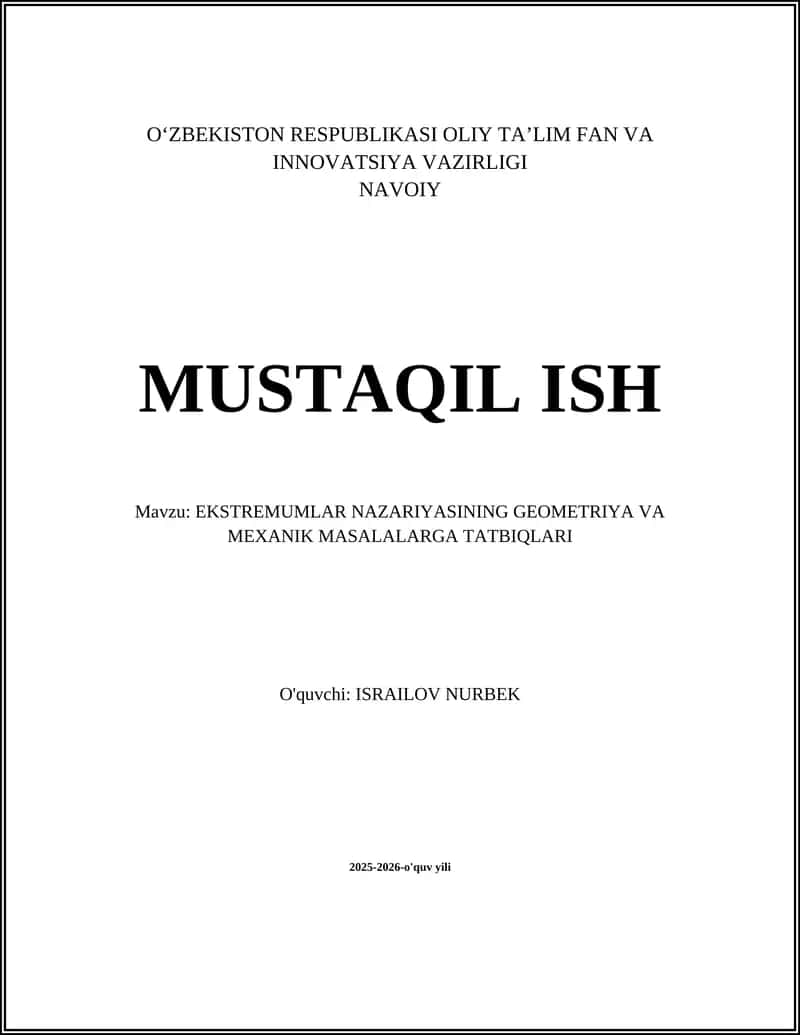 Variatsiyalar hisobining asosiy prinsiplari 1