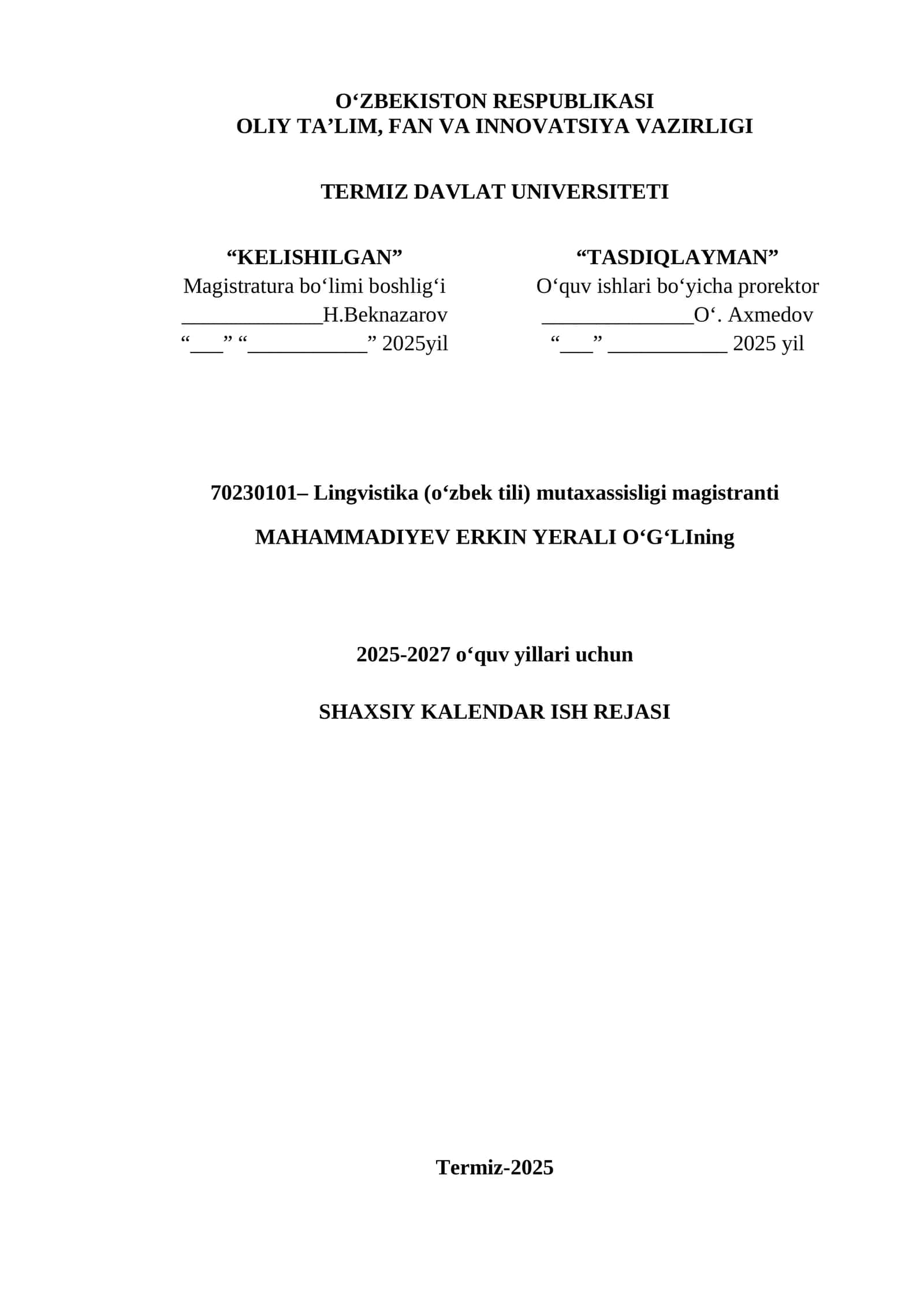 Lingvistika (oʻzbek tili) mutaxassisligi magistranti 1