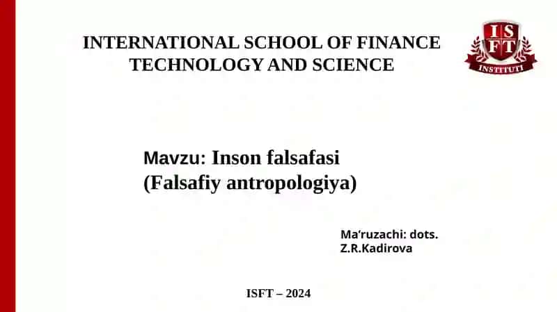 Inson Falsafasi (Falsafiy Antropologiya)