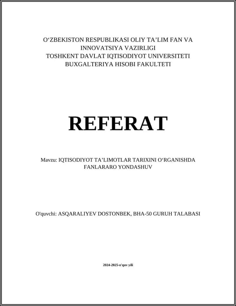Iqtisodiyot ta'limotlari rivojlanish bosqichlari 1