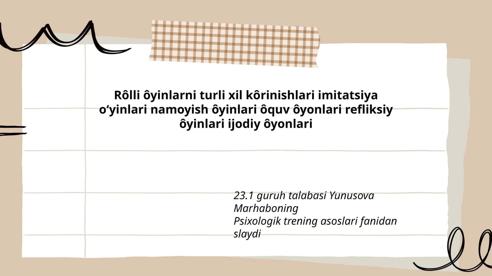 Psixologik trening asoslari fanidan slayd 1