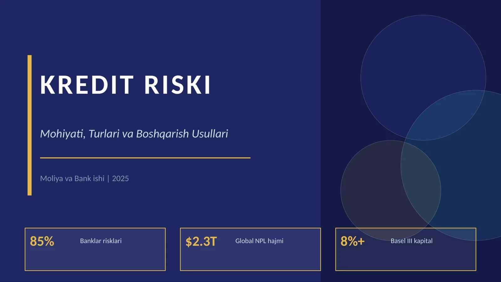 Kredit riski mohiyati, turlari va boshqarish usullari 1