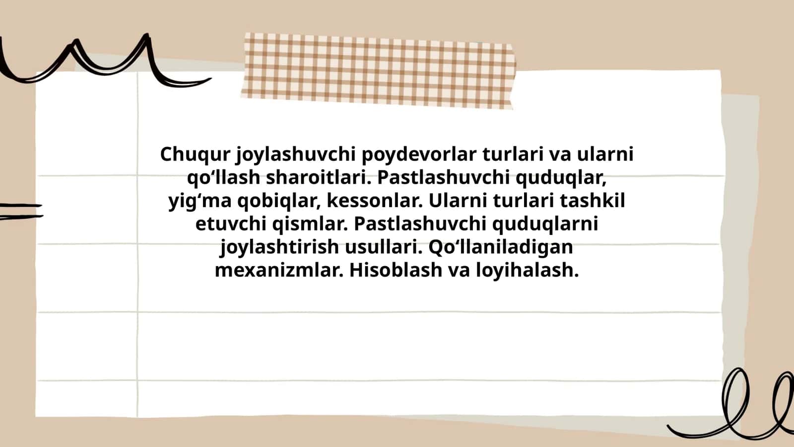 Poydevorlar va ularni qoʻllash sharoitlari 1