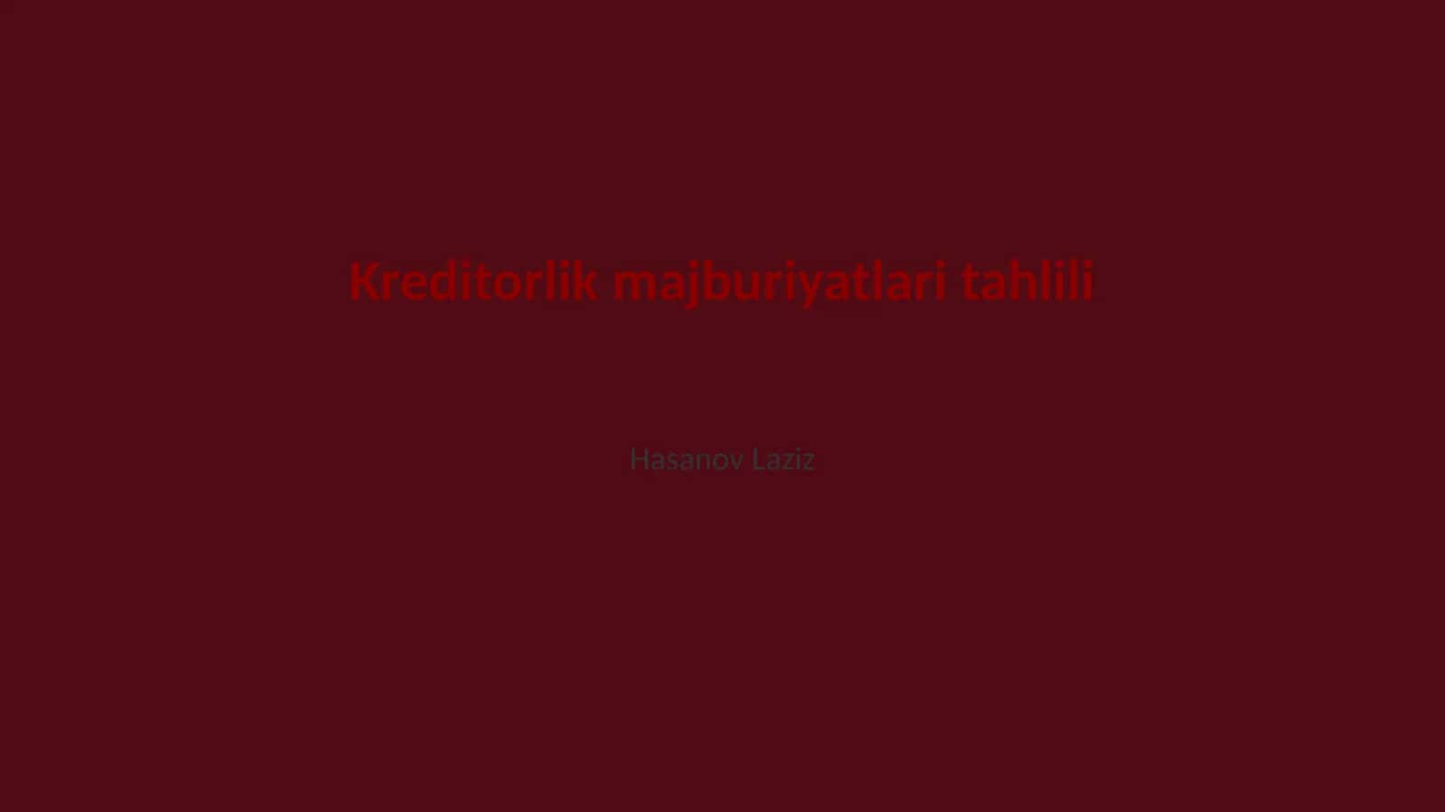 Kreditorlik majburiyatlari tahlili 1