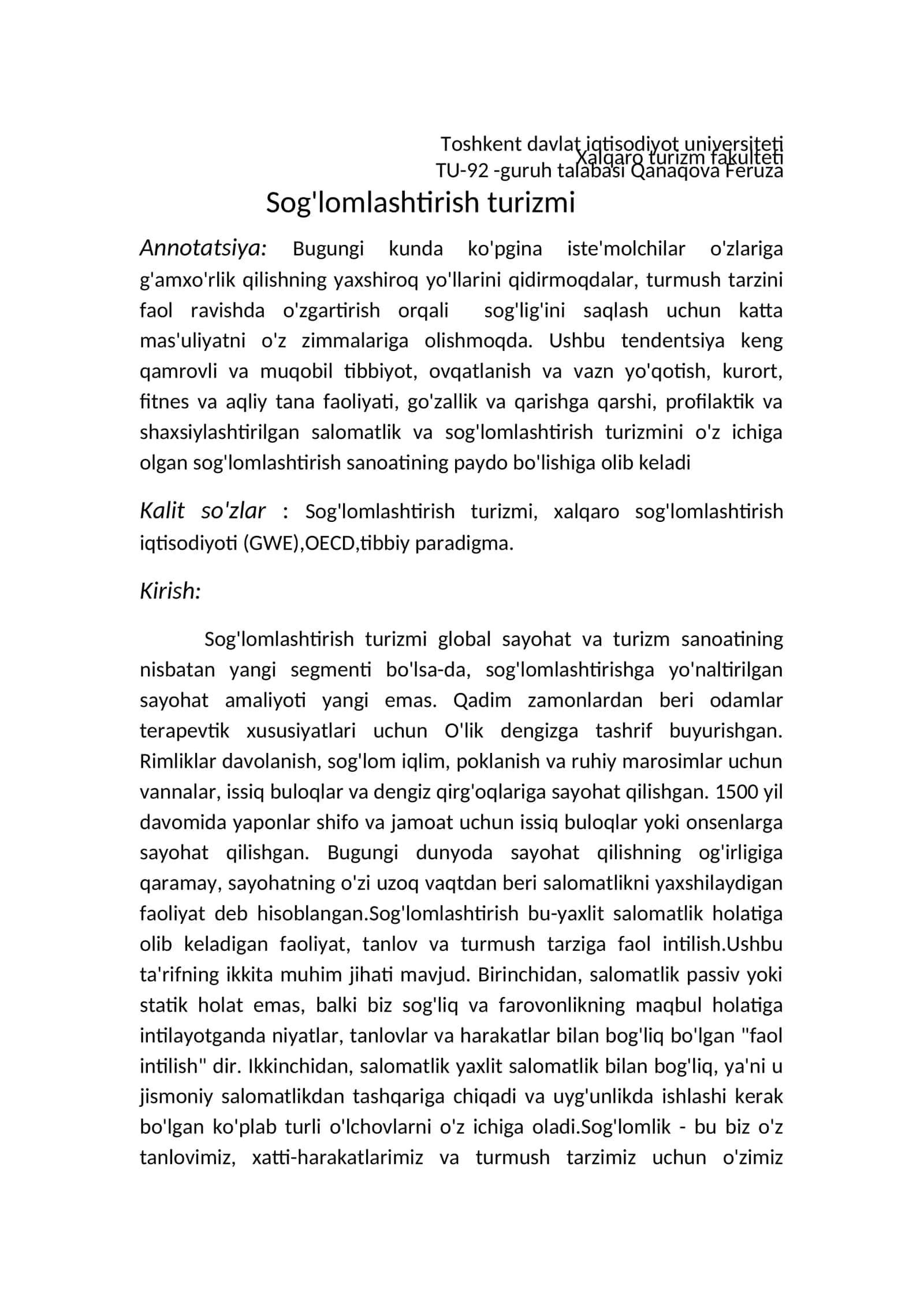 Sog'lomlashtirish turizmi 1