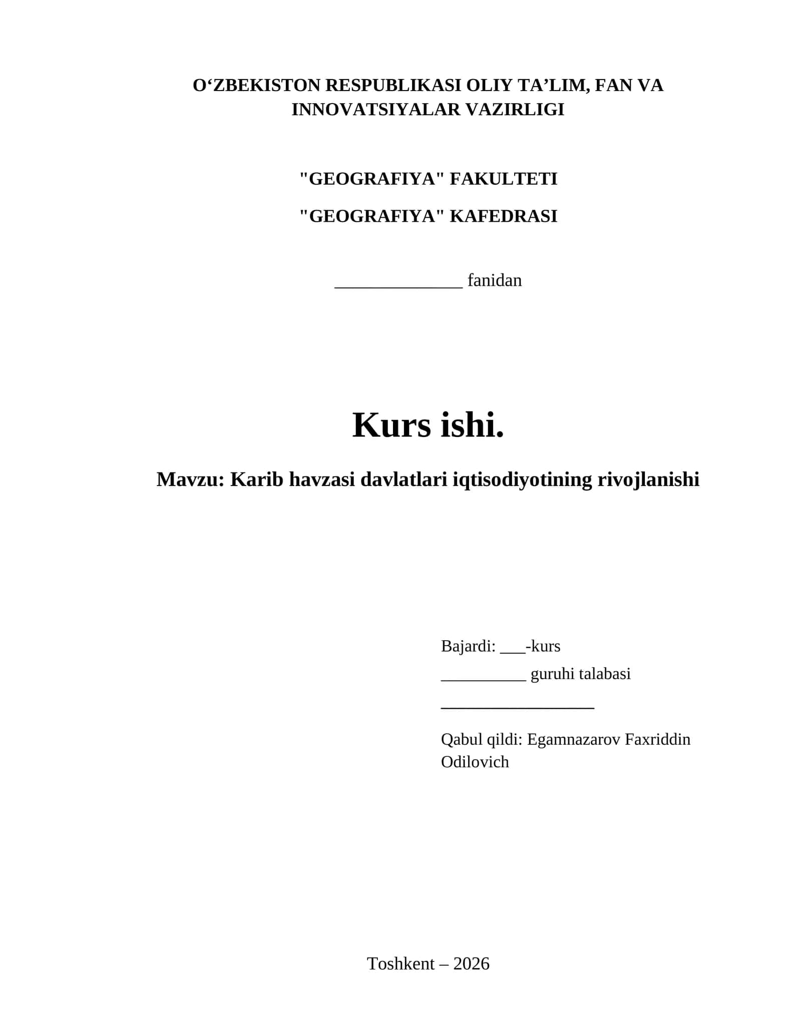 Karib havzasi davlatlari iqtisodiyotining rivojlanishi 1
