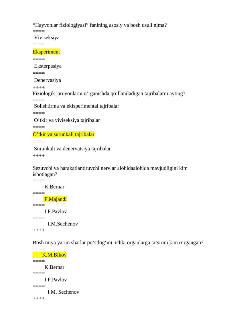 Hayvonlar fiziologiyasi 1