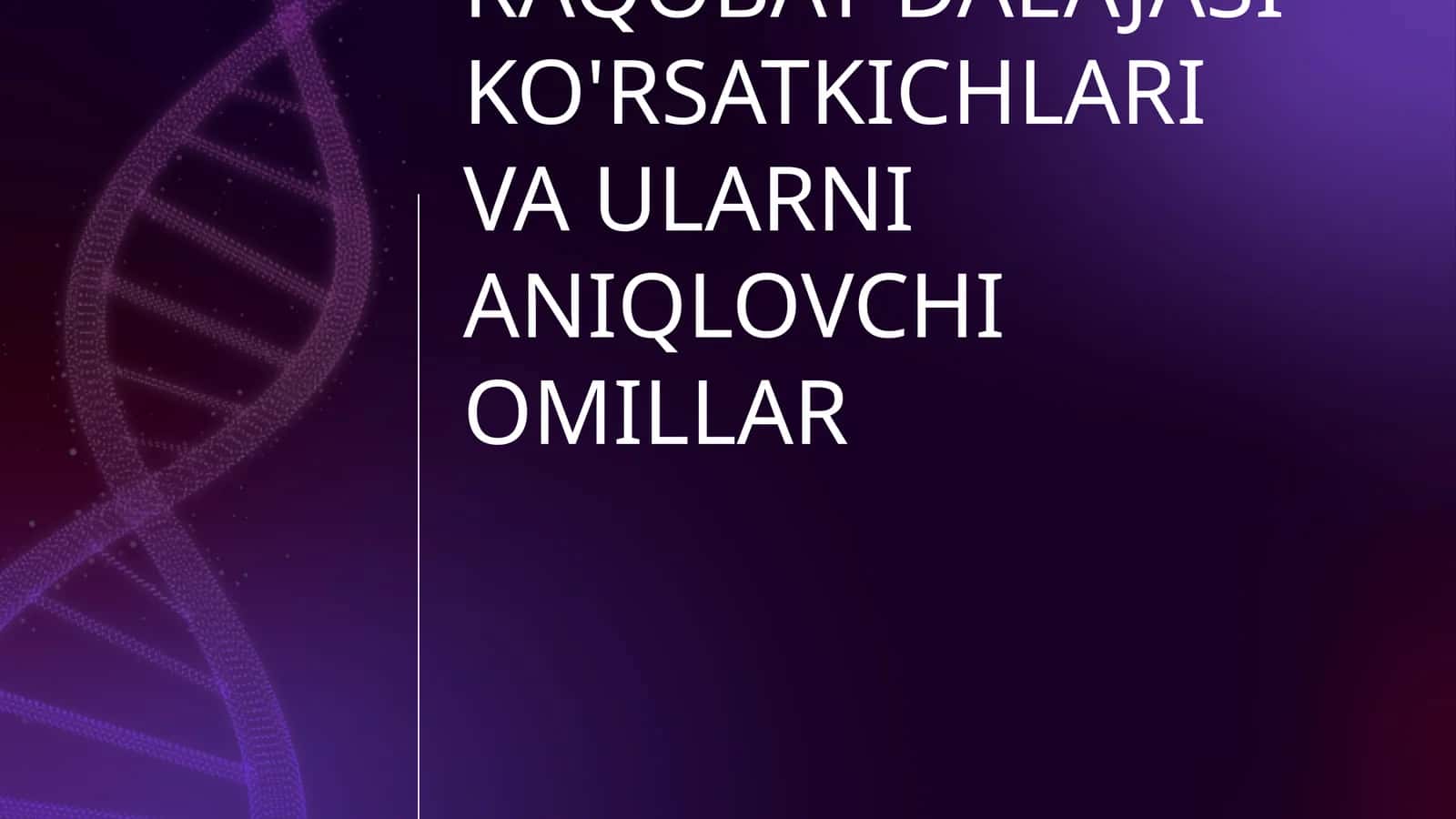 RAQOBAT DAEAJASI KO'RSATKICHLARI VA ULARNI ANIQLOVCHI OMILLAR 1