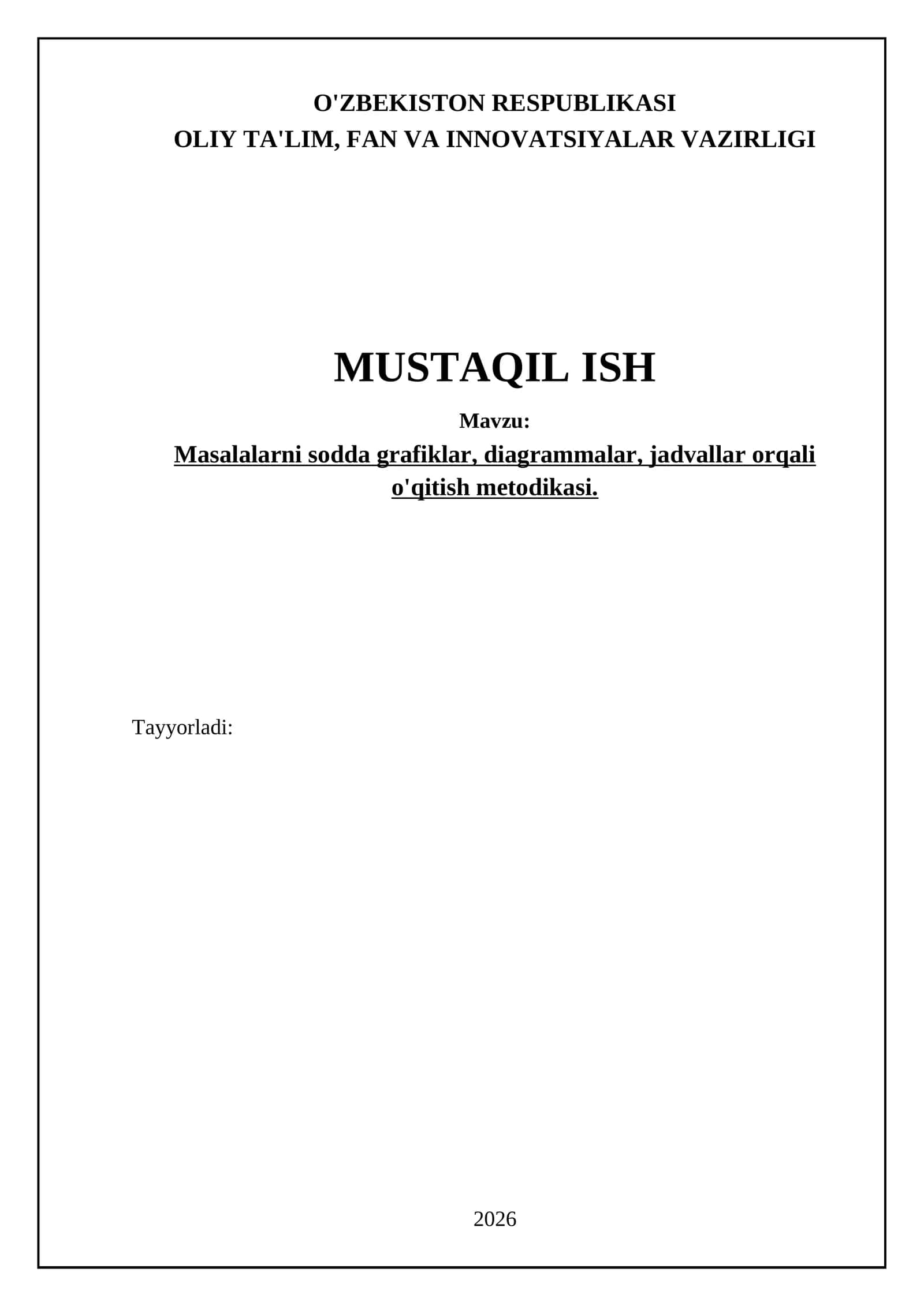 Masalalarni sodda grafiklar, diagrammalar, jadvallar orqali o'qitish metodikasi 1