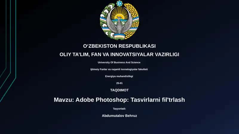 Adobe Photoshop: Tasvirlarni fil'trlash 1