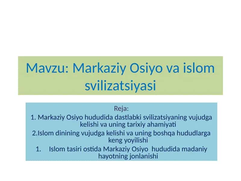 Markaziy Osiyovaislom sivilizatsiyasi 1