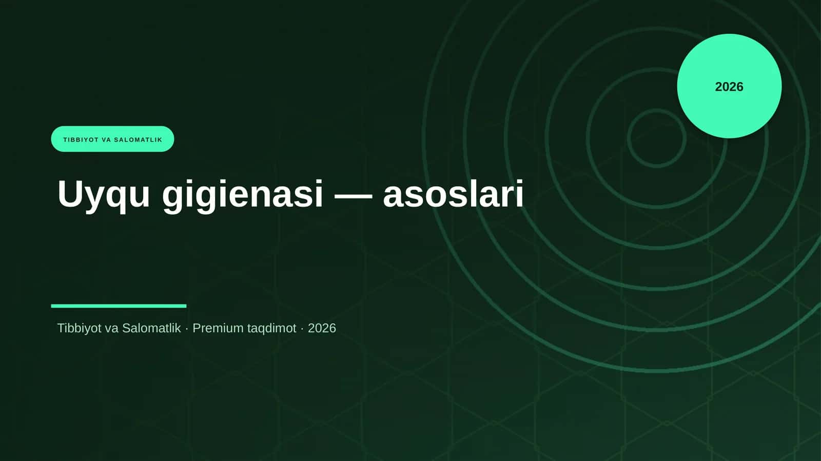 Uyqu gigienasi — asoslari 1