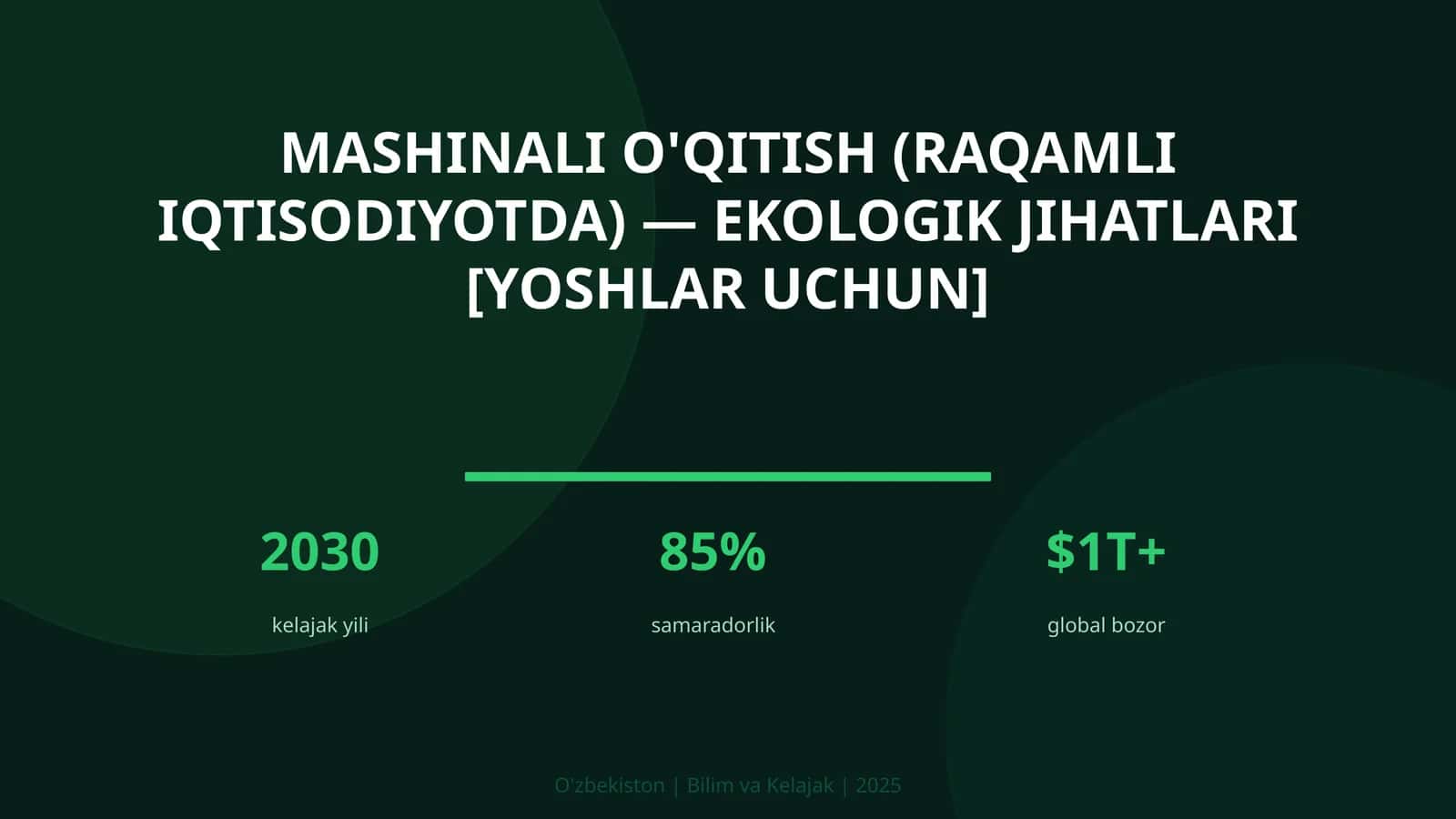 Mashinali o'qitish (raqamli iqtisodiyotda) — ekologik jihatlari [yoshlar uchun] 1