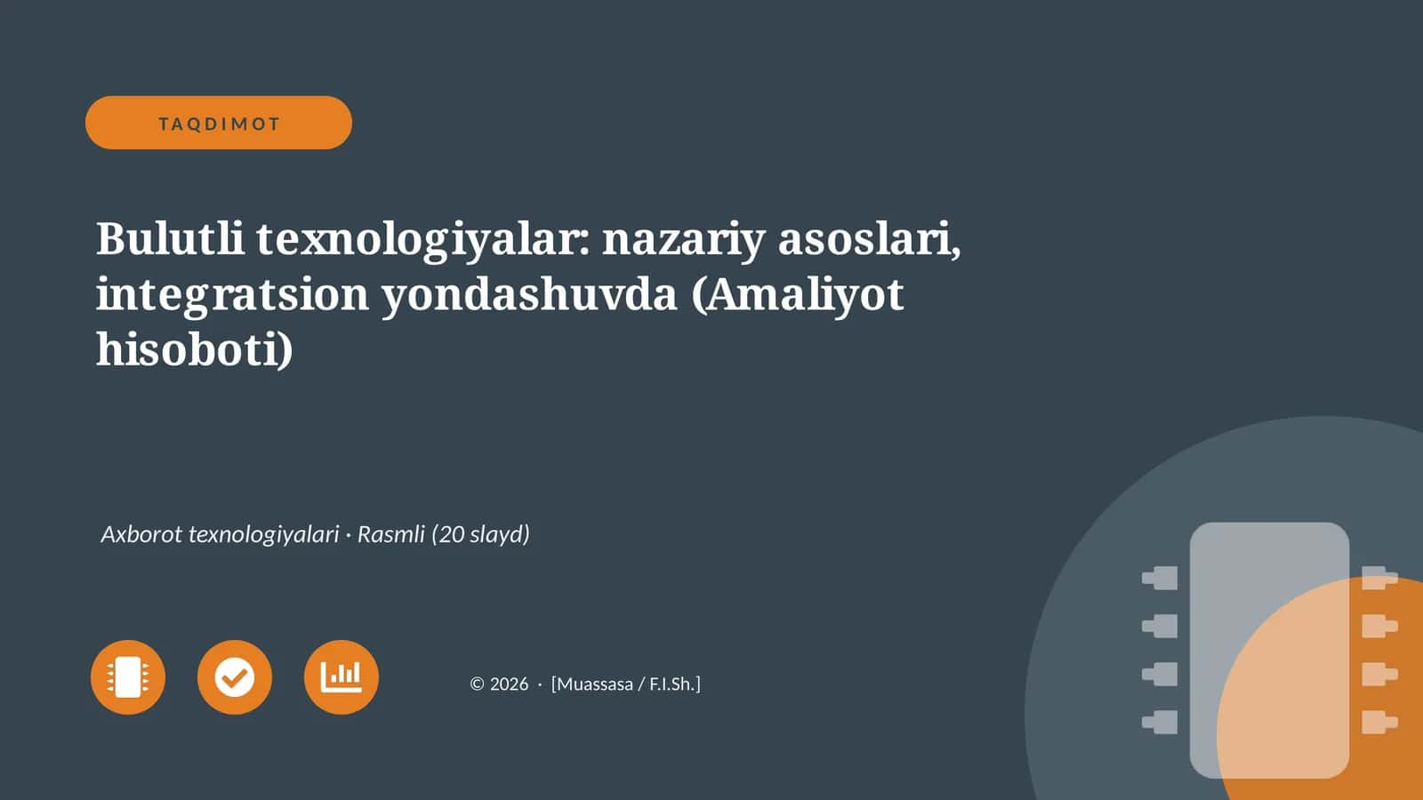Bulutli texnologiyalar: nazariy asoslari, integratsion yondashuvda (Amaliyot hisoboti) 1