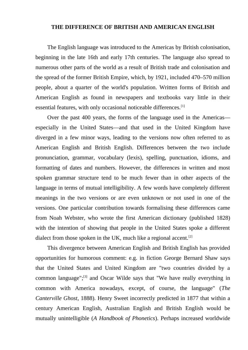 Difference of British and American English 1