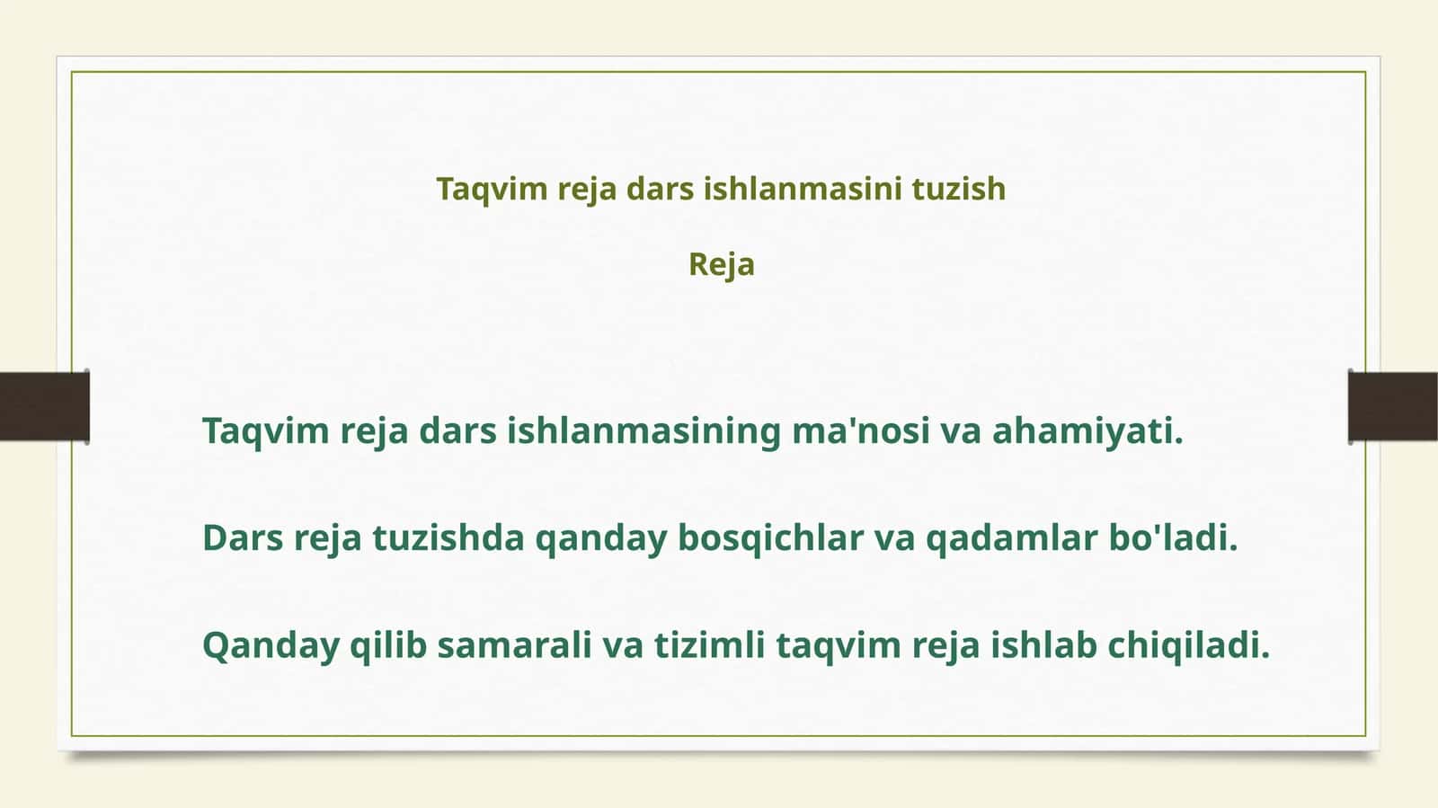 TaqvimrejadarsishlanmasinituzishReja 1