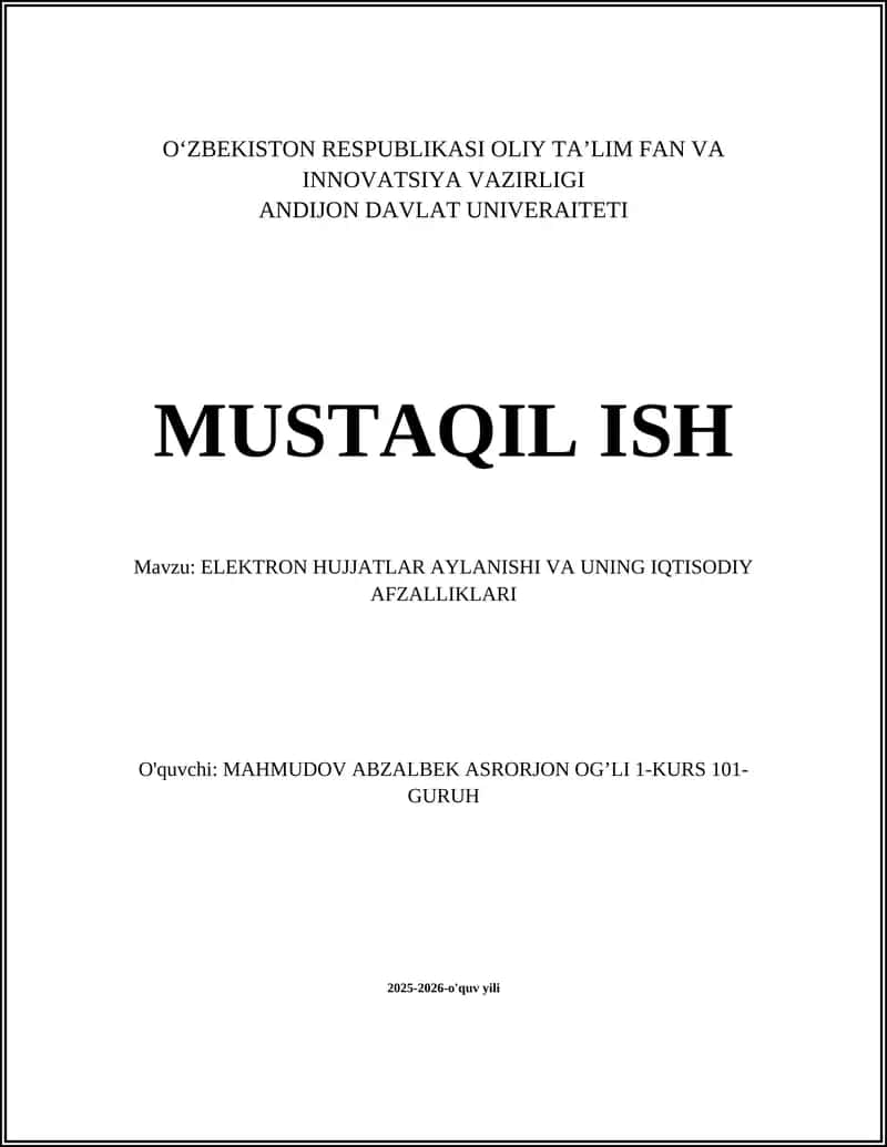 Elektron hujjatlar aylanishi va uning iqtisodiy afzalliklari 1