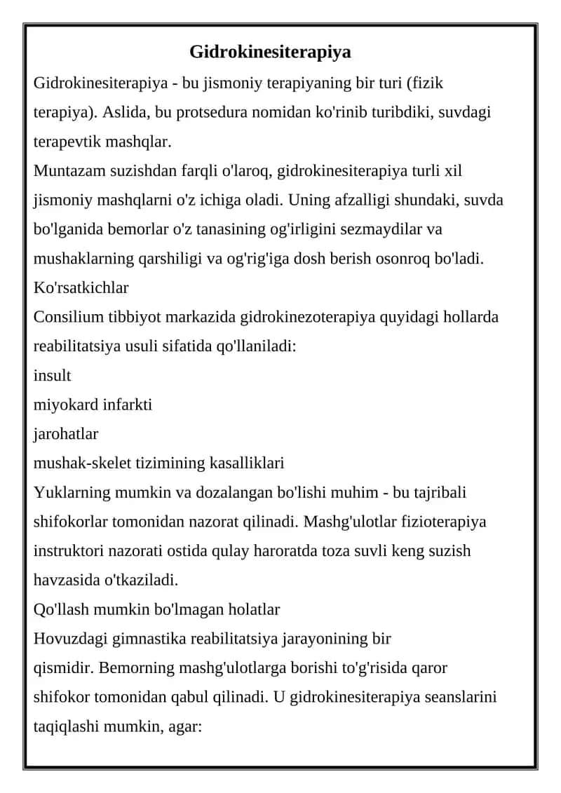 Gidrokinesiterapiya 1