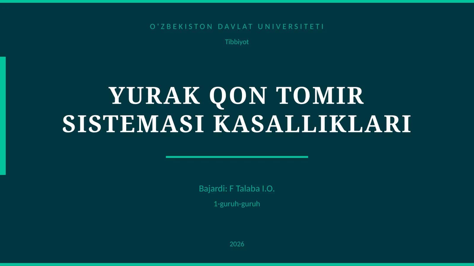 YURAK QON TOMIR SISTEMASI KASALLIKLARI 1