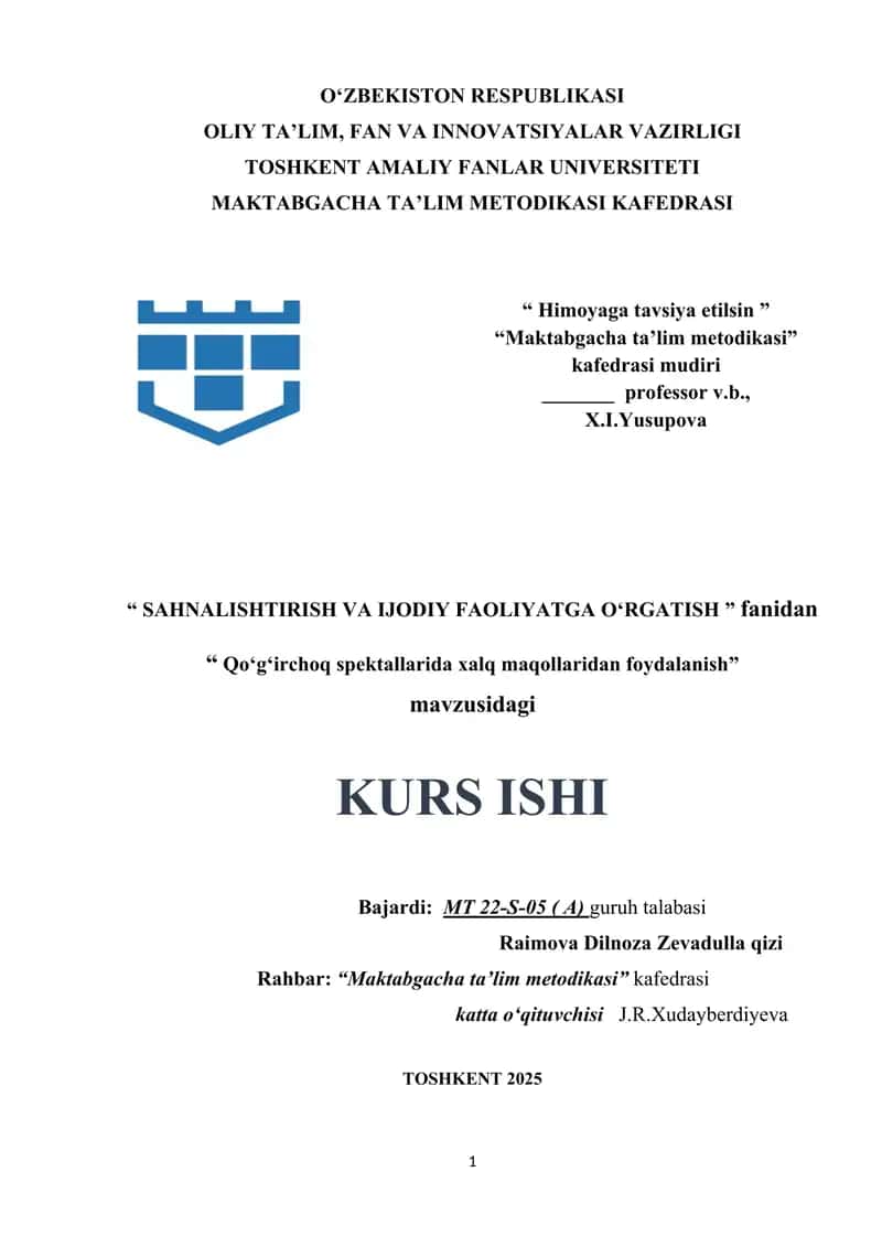 Qoʻgʻirchoq spektallarida xalq maqollaridan foydalanish. 1