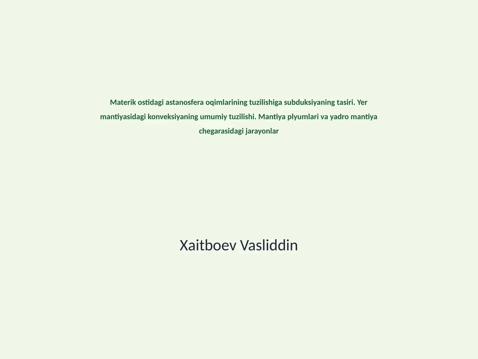 Materik ostidagi astanosfera oqimlari 1
