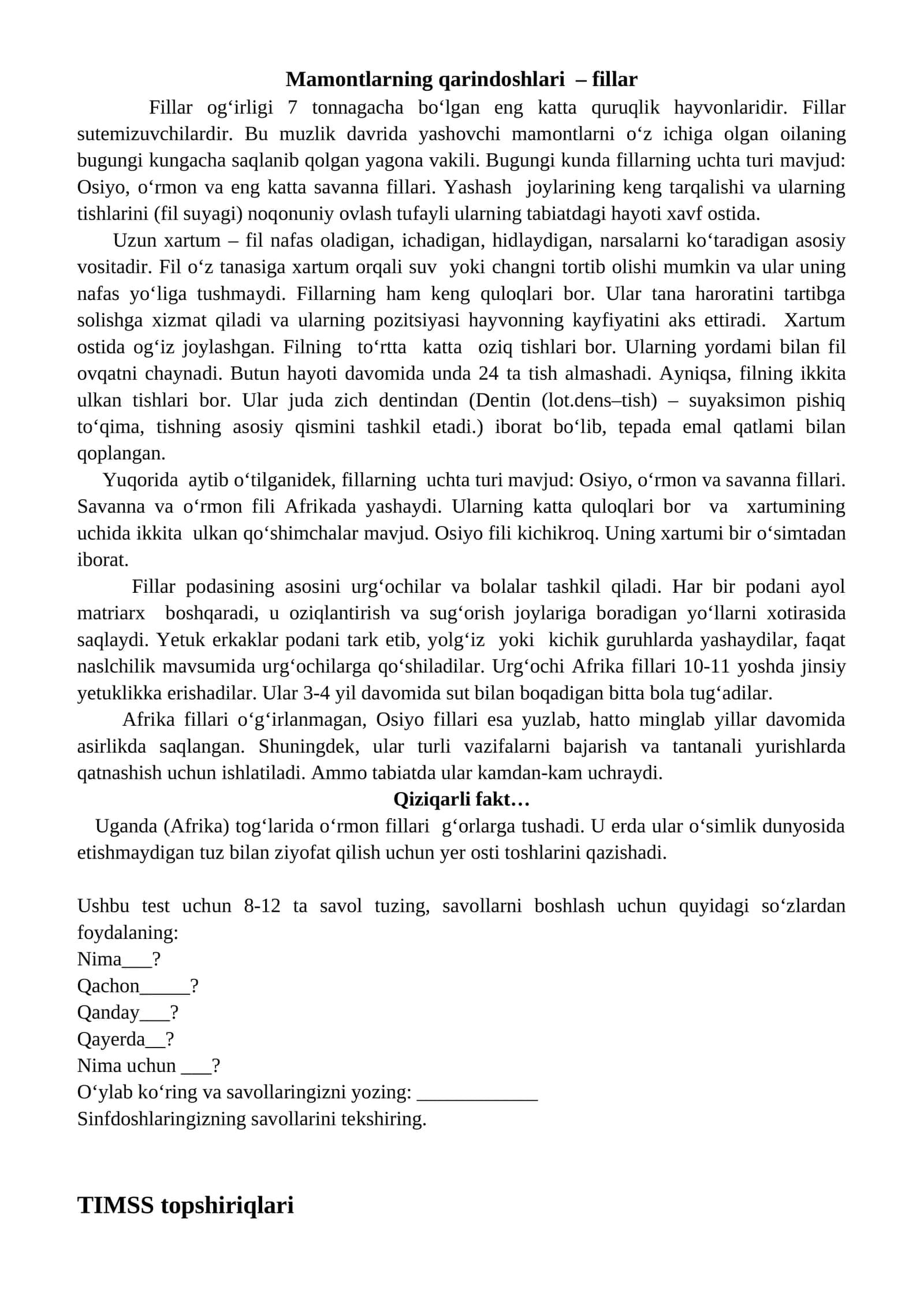 Mamontlarning qarindoshlari – fillar 1