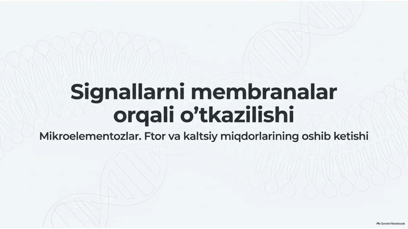 Membranalar orqali signal uzatilishi va mikroelementozlar — 15 slayd 1