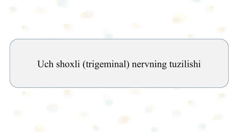 Uch shoxli (trigeminal) nervning tuzilishi          Uch shoxli (trigeminal) nervning tuzilishi 1