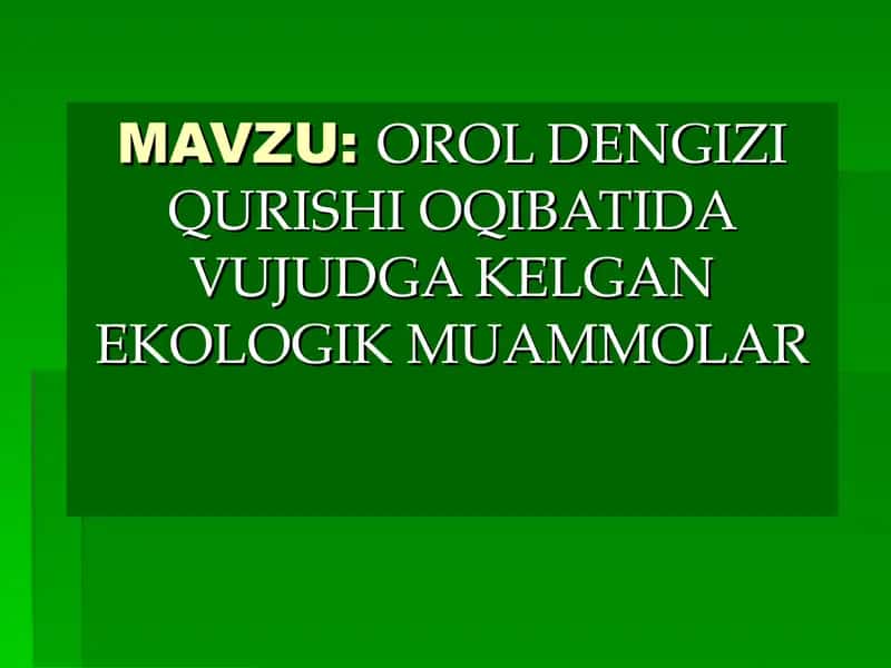 OROL DENGIZI QURISHI OQIBATIDA VUJUDGA KELGAN EKOLOGIK MUAMMOLAR 1