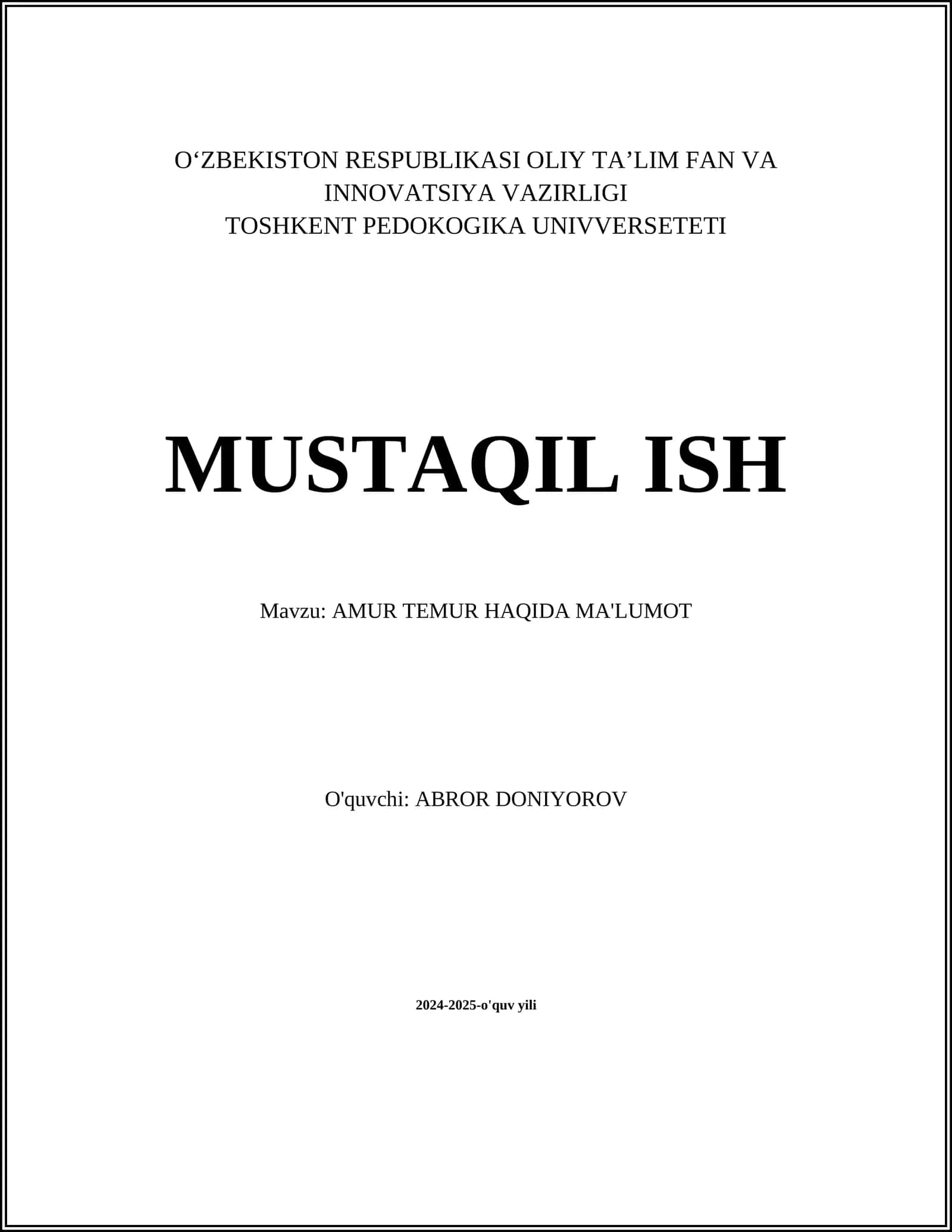 AMUR TEMUR HAQIDA MA'LUMOT 1