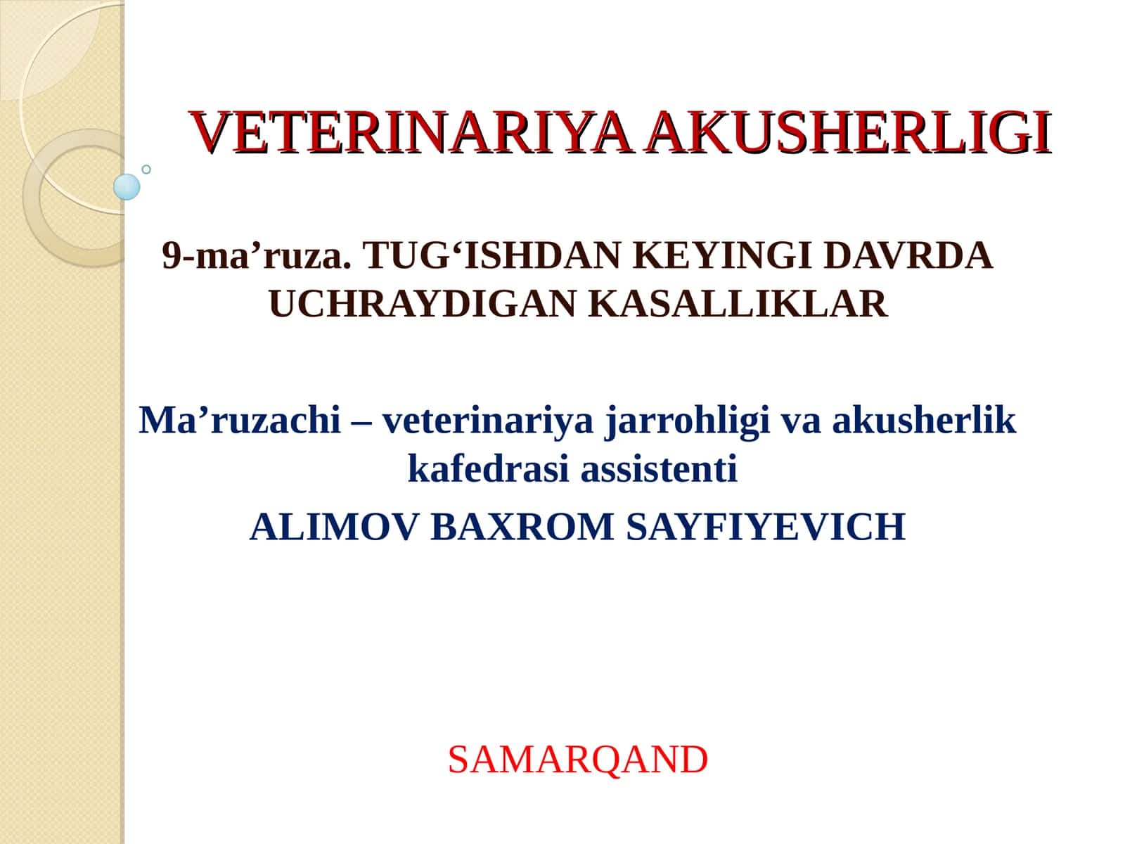 VETERINARIYA AKUSHERLIGI 1