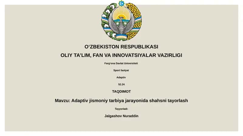 Adaptiv jismoniy tarbiya jarayonida shahsni tayorlash 1