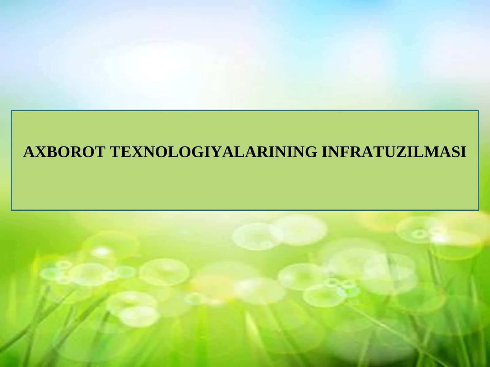 Axborot texnologiyalarining infratuzilmasi 1