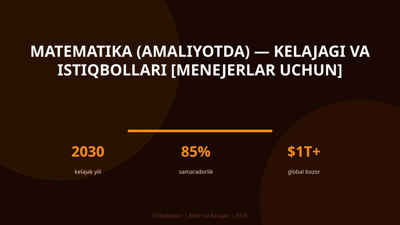 MATEMATIKA (AMALIYOTDA) — KELAJAGI VA ISTIQBOLLARI [MENEJERLAR UCHUN] 1