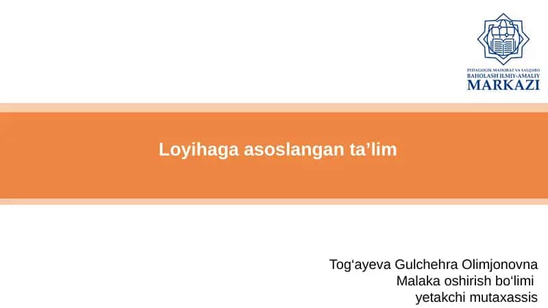 Loyiha boshqaruvini o'rnatish bosqichi 1