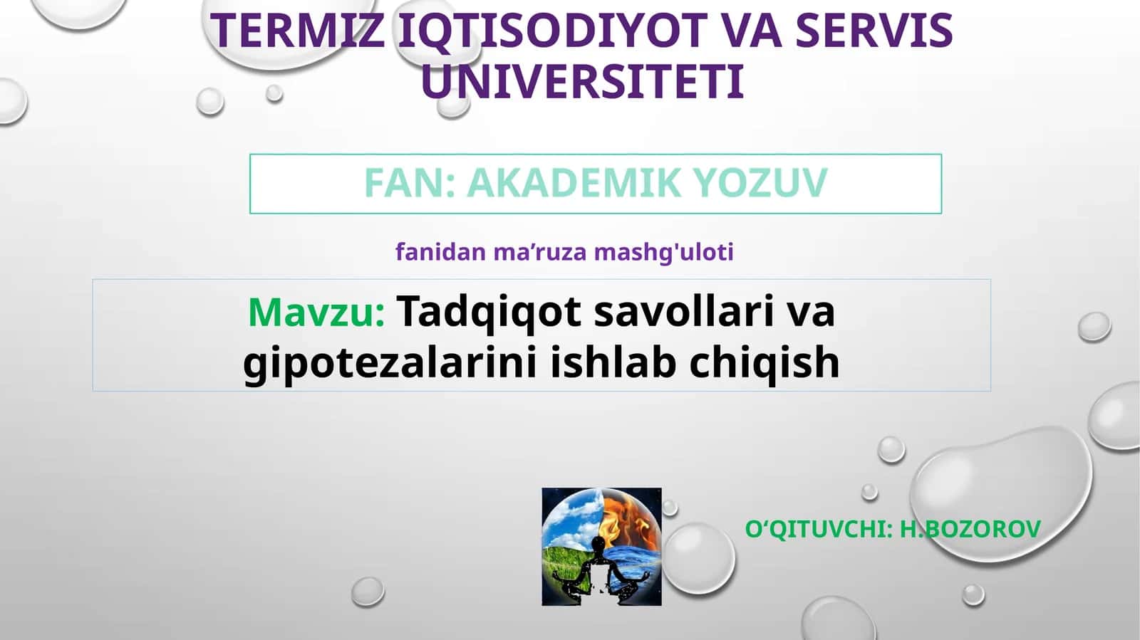 Tadqiqot savollari va gipotezalarini ishlab chiqish 1