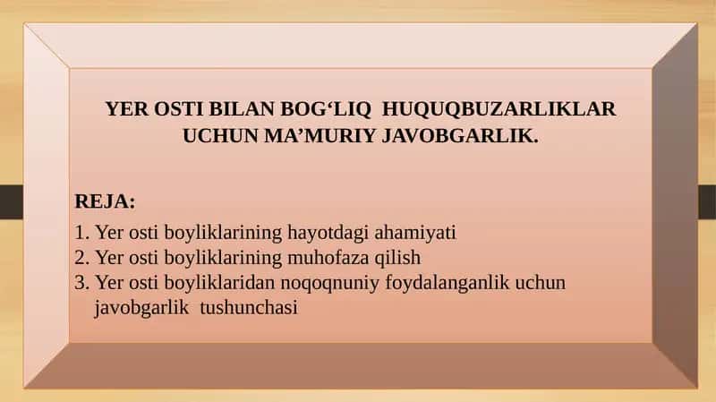 YER OSTI BILAN BOG‘LIQ HUQUQBUZARLIKLAR UCHUN MA’MURIY JAVOBGARLIK 1