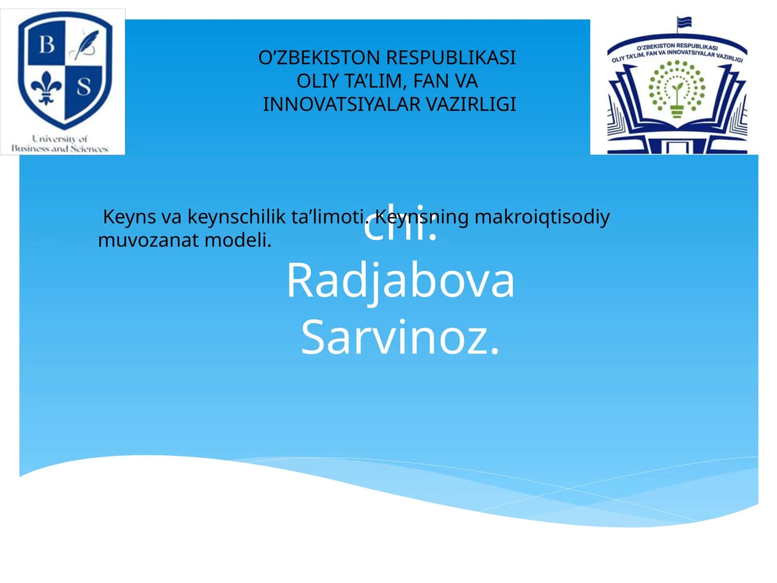 Keyns va keynschilik taʼlimoti. Keynsning makroiqtisodiy muvozanat modeli 1