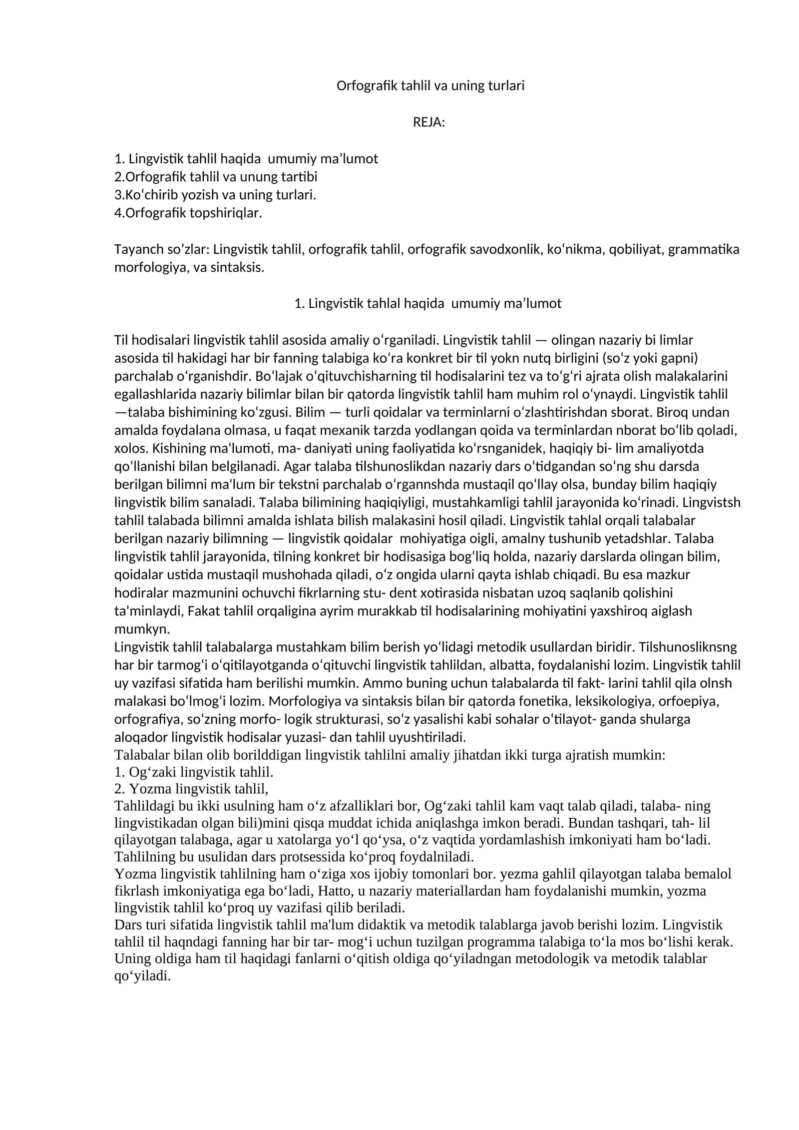 Orfografik tahlil va uning turlari 1