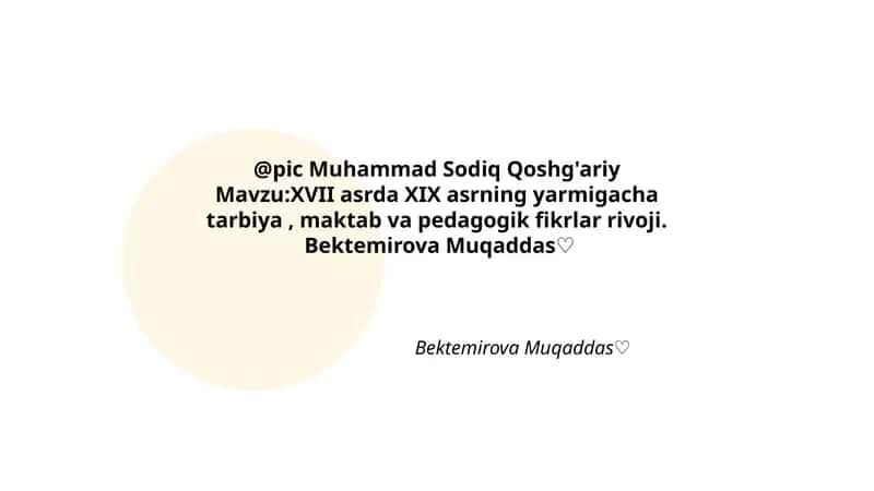 XVII asrda XIX asrning yarmigacha tarbiya, maktab va pedagogik fikrlar rivoji. 1