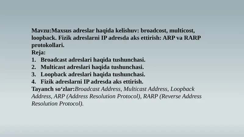 Maxsus adreslar 1